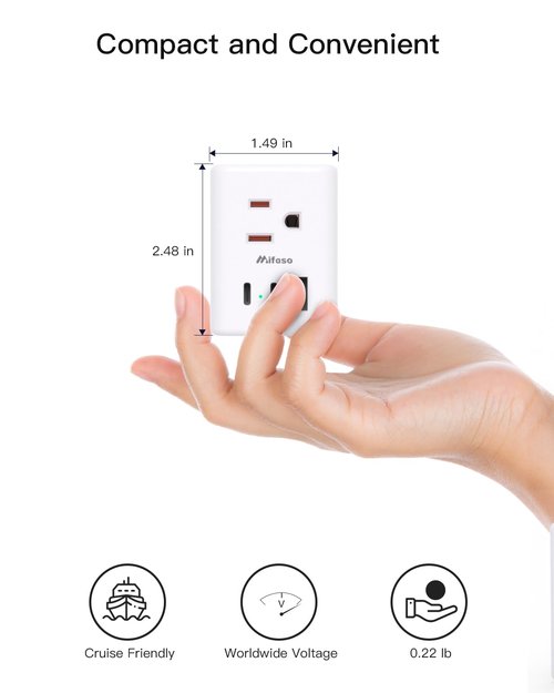 2 Pack European Travel Plug Adapter, Mifaso International Power Plug Adapter with 3 Outlets 3 USB Charging Ports(2 USB C), Type C Plug Adapter Europe Travel Essentials to Spain Italy France