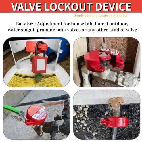 Gate Valve Lockout Device and Safety Padlock, Outdoor Faucet Lock for Outdoor Faucet Knob/Water Spigot/Propane Tank, Suited for 1 to 2-1/2 in Dia Valve Handles