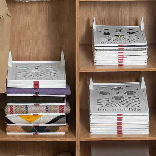 10 Pack T Shirt Organizer Closet Organizer, Detachable Stackable Clothing Trays, Folding Shirt Receipt Board Shirt Dividers Organizer (Large)