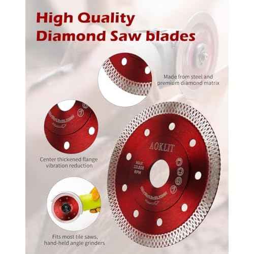 4.5" Diamond Blade for Angle Grinder, 2pcs Tile Cutting Blade for Angle Grinder Tile, Super Thin Tile Saw Blades for Cutting Porcelain Ceramic Tile Granite Marbles
