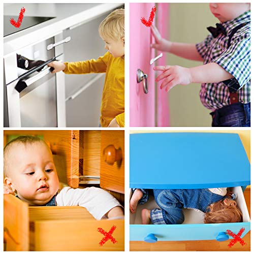 Goodv White Child Safety Cabinet Locks - 10 Pack Baby Proofing Latches for Drawers, Fridge, Oven, Toilet, and More