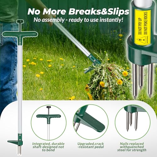 Walensee Long Handle Weed Puller with 3 Claws - Stand Up Garden Weeding Tool