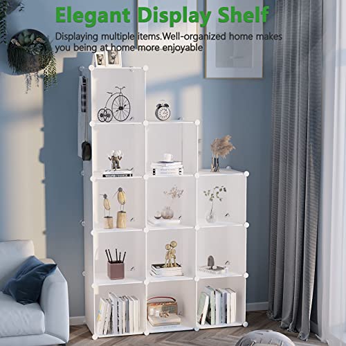 C&AHOME Milky 12-Cube Storage Organizer Shelf Units for Closet & Home