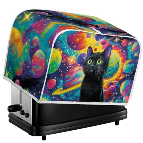 ASQVTIFE Space Black Cat 2-Slice Toaster Cover - Cute Cat Kitchen Accessory