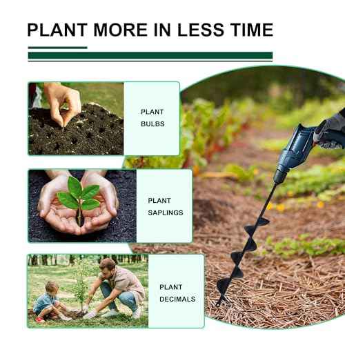 Garden Auger Drill Bit for Planting 1.6x9in, Ground Earth Spiral Auger Drill for 3/8" Hex Drive, Yard Auger for Bulbs, Flowers & Bedding Digging, Planter Tool