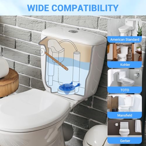 WINONLY Blue 2-Inch Toilet Flapper Replacement - Compatible with Most American Standard Kohler Toto Fluidmaster Gerber Toilets, Water-Saving Rubber Flush Valve, 1 Pack