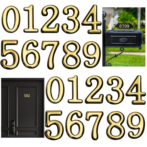 Opasyo Gold 2-inch Self-Adhesive 3D Mailbox Numbers Set - 30 Pieces