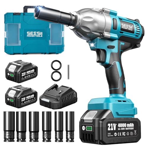 Seesii Impact Wrench 665 FT-LBS / 2x4.0Ah Battery Cordless High Torque