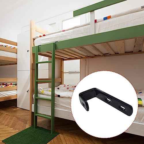 4pcs Iron Bunk Bed Ladder Brackets, PVC Coated Stainless Steel Angled Ladder Hooks Heavy Duty Hardware Utility Hook Loft Bed Hanger (Black)