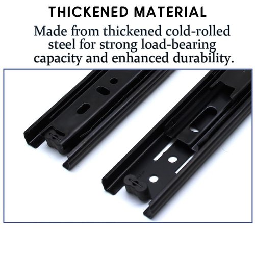 Heavy-Duty 3-Section Drawer Slides – 2 Pack 35mm Silent Buffer Keyboard Tracks – Soft Close Furniture Runners for Cabinets, Wardrobe Drawers, Pull-Out Trays – Full Extension, Easy Installation
