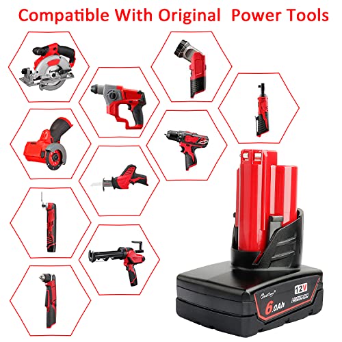 Waitley 12V 6A Replacement Battery for Milwaukee Power Tools – Extended Runtime