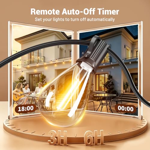 Amzrap 200FT Waterproof Outdoor String Lights with Remote, Dimmable & Shatterproof LED Bulbs
