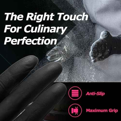 MAMISON Black Nitrile Disposable Gloves, Powder-Free, Latex-Free, 4 Mil, 100 Count, Food Safe, BBQ, Kitchen, Cooking