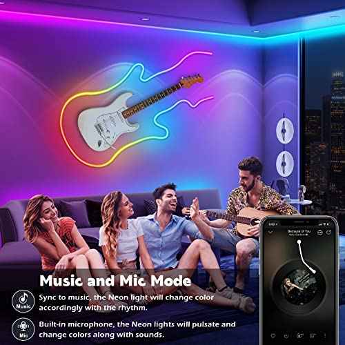 AILBTON 60Ft Neon Rope Lights,Flexible Led Rope Lights Control with App/Remote,Multiple Modes Rope Lights,IP65 Outdoor RGB Led Neon Light Waterproof,Music Sync Gaming