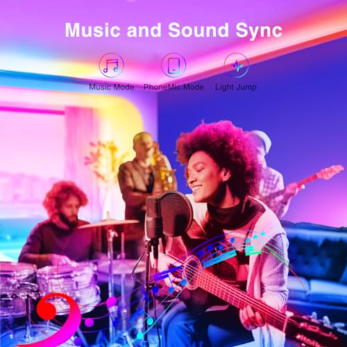 TJOY 100ft RGB LED Strip Lights with Bluetooth App & Remote for Bedroom, Party, Kitchen