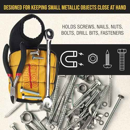 Dura-Gold Magnetic Wristband with Super Strong Magnets - Wrist Support Tool Belt that Holds Fasteners, Nails, Screws, Drill Bits - Mechanic, Handyman, Construction Worker, Electrician, Dad Mens Gift