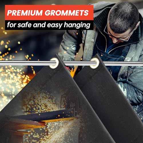 Welding Blanket Fireproof, 4x6ft Silicone Coated Fiberglass Fireproof Blanket with Brass Grommets, Welding Curtain for Industrial Welding Cutting, Multi-use Welding Mat for Smoker, Grill