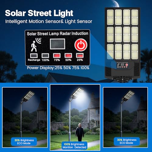 JWT 4 Pack Solar Outdoor Waterproof Flood Lights with Remote Dusk to Dawn Motion Sensor 6500K LED Security Lighting