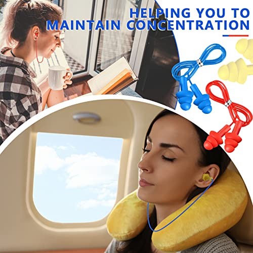 Xuhal 200 Pairs Corded Ear Plugs Bulk Silicone Earplugs Noise Reduction Ear Plugs with String Hearing Protection Reusable Earbuds for Adults Sleeping Swimming Noise Canceling