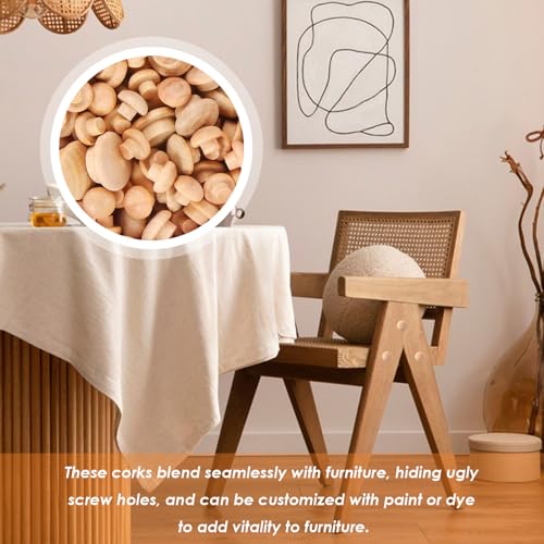 Tnisesm 150Pcs Mushroom-Shaped Wooden Hole Plugs - 4 Sizes for Furniture & Woodwork