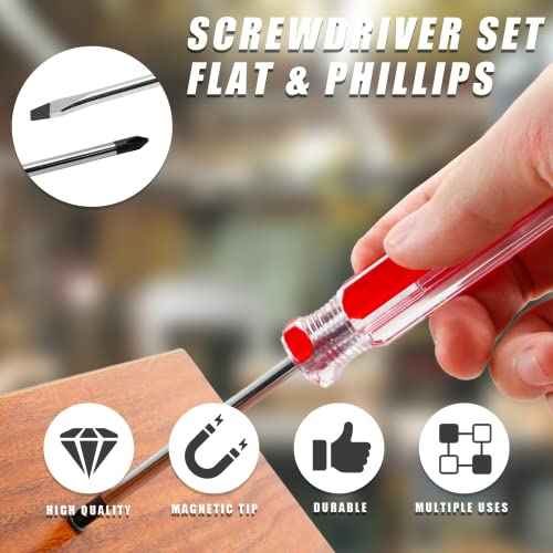 2 PCS Magnetic Screwdriver Set, Magnetic 5mm Phillips and Flat Head Tips Screwdriver with 8¡± Steel Shaft for Repair Home Improvement