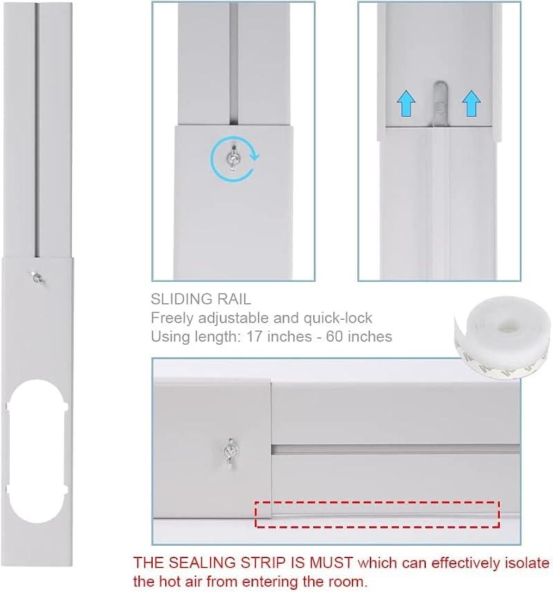 UNAOIWN 5.9” Portable AC Window Vent Kit with Seal Strip for Exhaust Hose