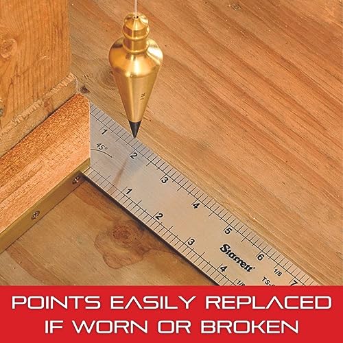 Starrett Solid Brass Plumb Bob, 16oz. Weight
