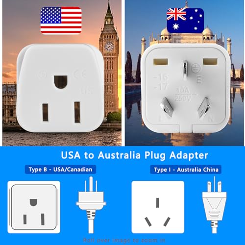 White US to Australia Power Adapter Plug - 2 Pack for Travel, NZ, AU, China