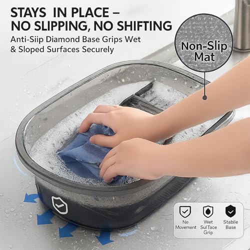 VEMJO Transparent Gray Washboard Basin for Hand Washing Clothes, 16.5 inch