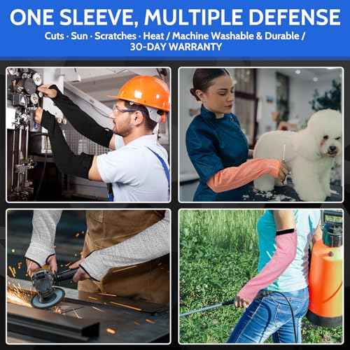 Cut Resistant Arm Sleeves ANSI Level A5, Kitchen Arm Thumb Hole Protectors for Thin Skin & Bruising, for men and women- Industrial Arm Guards for Welding, Glass Handling, Pet Grooming(Grey)