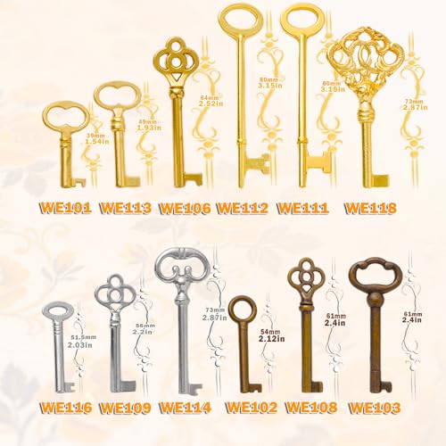 12-Piece Skeleton Key Set for Vintage Furniture Locks - Universal Hollow Barrel Keys