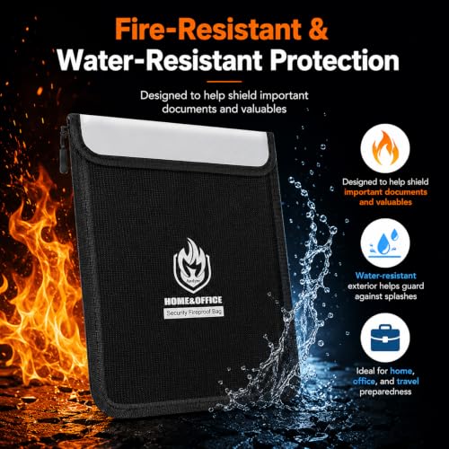 Andyer Black Fireproof Waterproof Document Bag Set (4 Sizes) - Fire Safe Storage