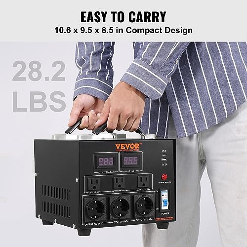 VEVOR 5000W Voltage Converter Transformer Step Up/Down 220V-110V