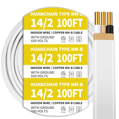 HUANCHAIN 14/2 W/G NMB Non-Metallic Sheathed Electrical Cable 100FT White