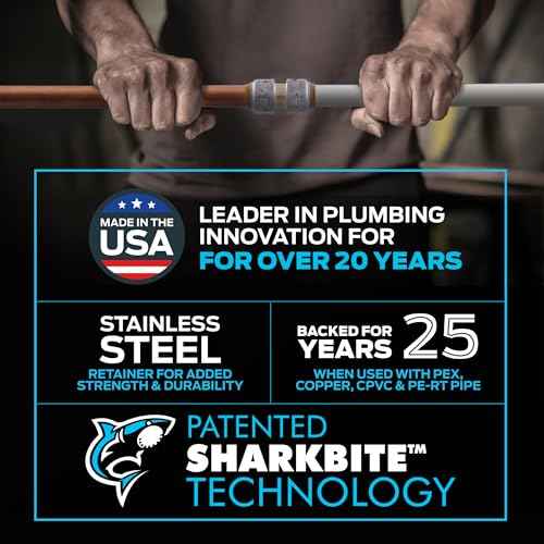 SharkBite Max 1/2 Inch Coupling, Push to Connect Brass Plumbing Fitting, PEX Pipe, Copper, CPVC, PE-RT, HDPE, UR008A