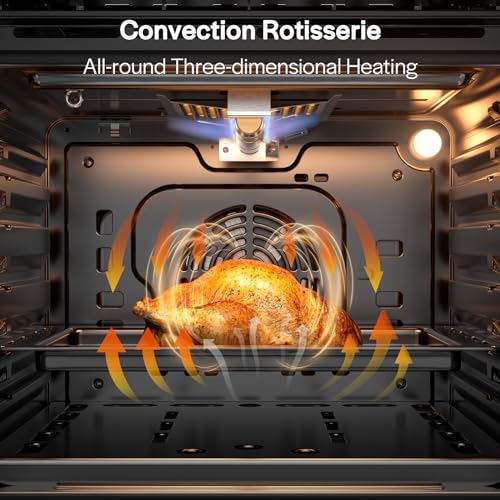 Empava 24 Inch Built-In LPG Convection Wall Oven with Rotisserie, Stainless Steel