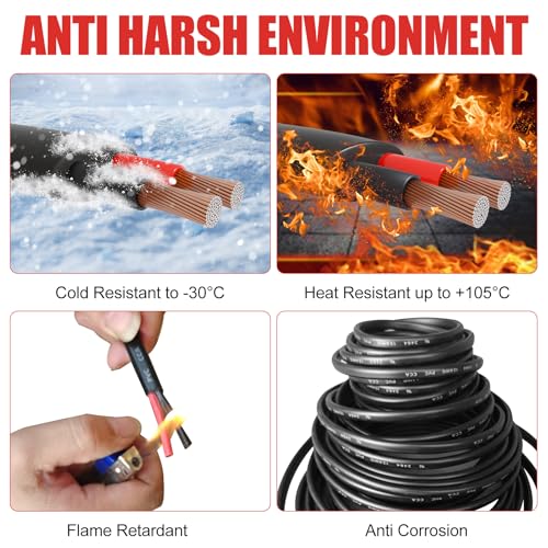 HONENCN 30FT 14 AWG 2-Conductor Electrical Wire PVC Low Voltage Cable for Automotive LED Marine