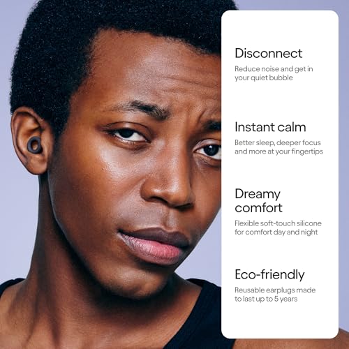 Loop Quiet 2 Black Reusable Ear Plugs - Ultra-Comfortable Hearing Protection for Sleep & Focus