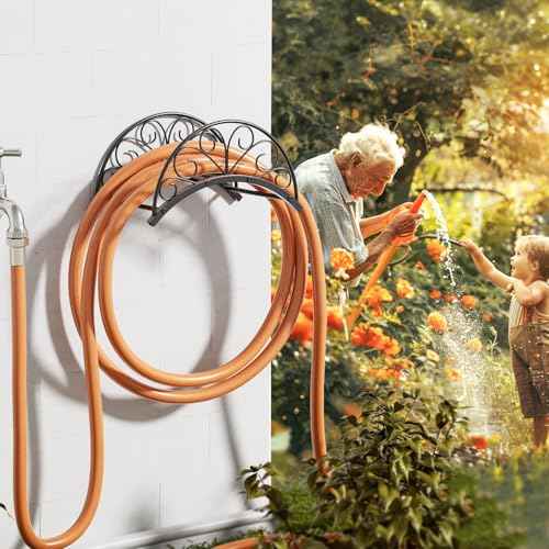 Wall Mounted Hose Holder - Metal Water Hose Holder - Hose Hanger Hose Hook for Water Hose Extension Cords Vacuum Hose.