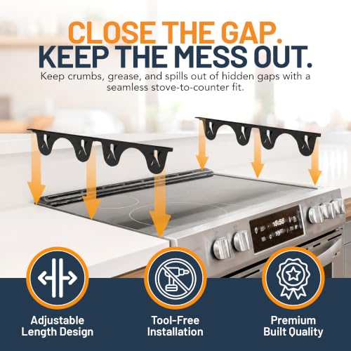 Linda’s Essentials Adjustable Stainless Steel Stove Gap Covers 13.8–27.5 in (2 Pack) Black