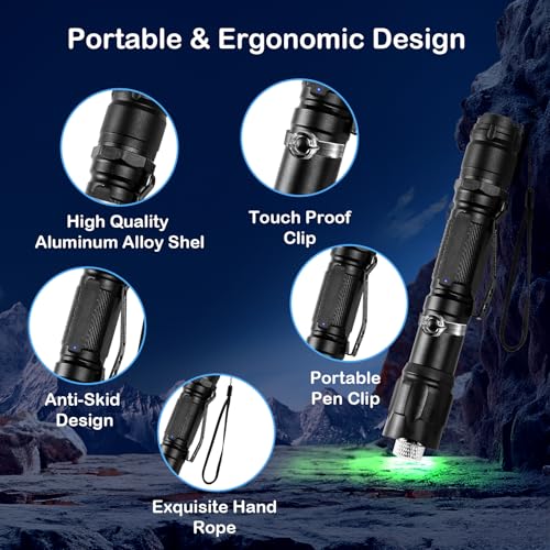 LETEAPII Green Laser Pointer - Type-C Rechargeable Pocket Clip, 1 Pack