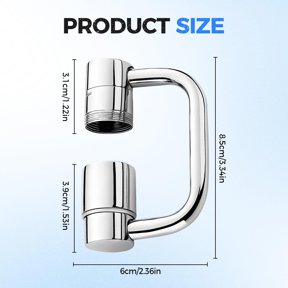Rotatable Faucet Aerator Extension, 2026 New Universal Sink Faucet 1440° Rotatable Faucet Aerator Extension, U Shaped Faucet Extender, 360° Rotating Faucet Extender for Bathroom Sink/Kitchen (3 PCS)