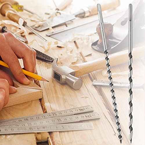1/4 Inch Diameter Wood Auger Drill Bit, 9 Inch (23cm) Length Ship Auger Bit Wood Hole Cutter for Hardwood, Softwood - 2 Pack
