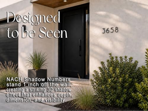 NACH 6 Inch Aluminum Floating House Numbers - Black Exterior Door Numbers with Mounting Hardware
