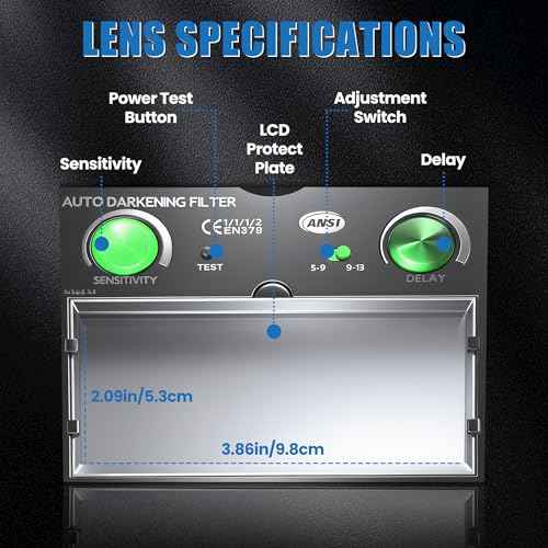 Welding Helmet Auto Darkening Blue Eagle Design Welding Mask 3.86"X2.09" View Area Welding Hood with 4 Sensors Solar Powered Weld Hood Helmet with Adjustable Shade Range 4&9-13 (Model AST02)