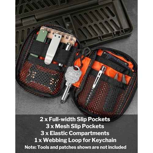 VIPERADE VE31 Small EDC Pouch, Men's Pocket Organizer, Small EDC Organizer Multitool Pouch for Camping/Hiking/Bushcraft (Orange)