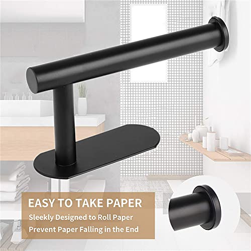 JOPOFI Matte Black Adhesive Toilet Paper Holder 1pcs - Rustproof Stainless Steel Bathroom Accessory