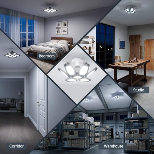 TANBABY 2 Pack LED Garage Ceiling Lights Deformable 30,000LM 6500K Daylight