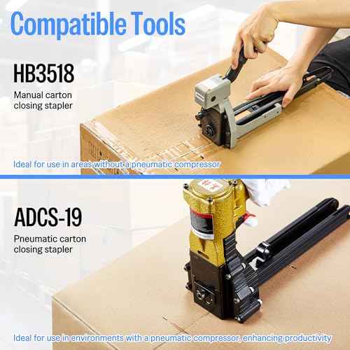 meite Carton Closing Staples 16 Gauge 1-3/8" Wide Crown 3/4" Leg Copper-Coated Carton Staples for Pneumatic or Manual Box Stapler Gun - Cardboard Closer Packaging (1,600PCS)