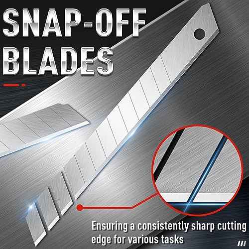 DIYSELF 50Pcs 9mm Utility Knife Replacement Blades, Snap Off Blades for 9MM Universal Box Cutters (60¡Æ)